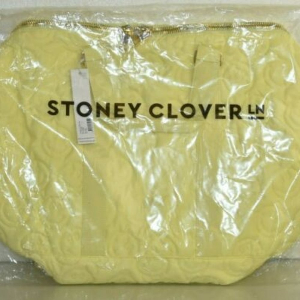 NEW STONEY CLOVER Classic LARGE PUFFY DUFFLE BAG Be Happy Yellow Smile